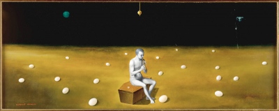 Pastorala / Pastoral, olje, les / oil on wood, 1998, 19x46,5 cm